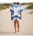 strandtuniek Flower white royal blue onesize