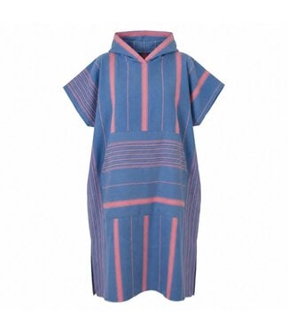 Ottomania Strand en saunaponcho mediteraanblauw/zuurstokroze