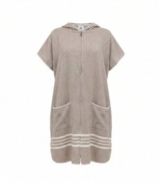 Lalay sauna en strandponcho met rits taupe Sultan