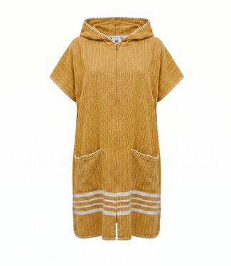 Lalay sauna en strandponcho met rits mustard yellow