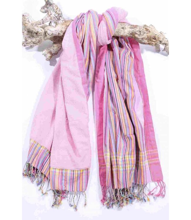 PURE Kenya kikoy strandlaken sweet pink stripes 170x95cm