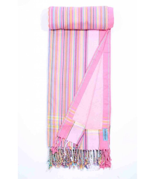 kikoy strandlaken sweet pink stripes 170x95cm