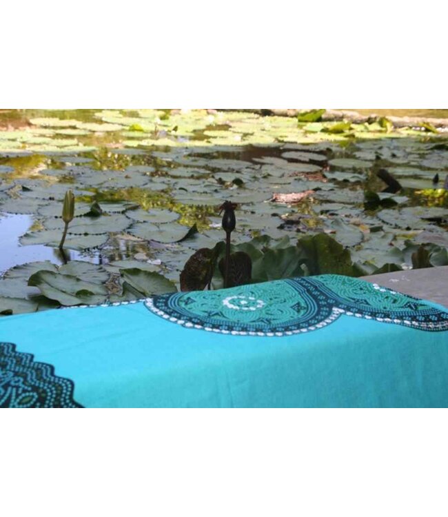 Pareo Flower turquoise seagreen 160x110cm