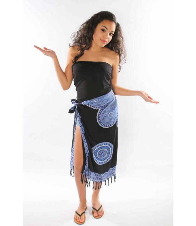 Pareo Flower black blue 160x110cm