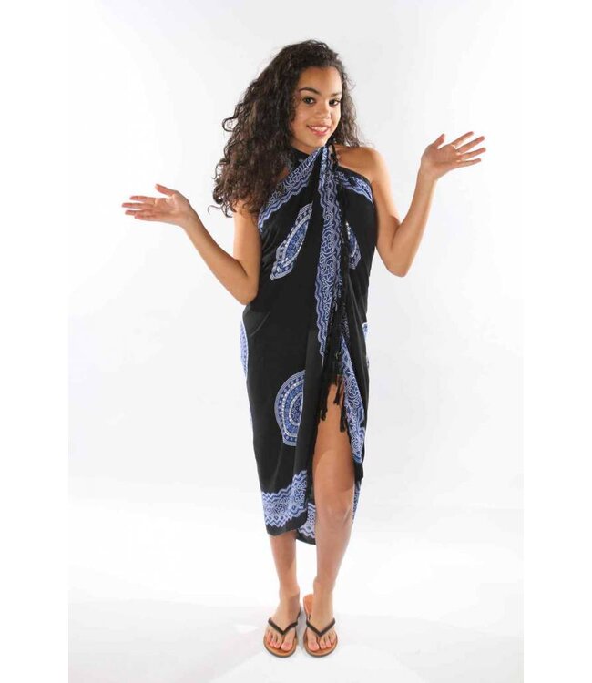 Pareo Flower black blue 160x110cm