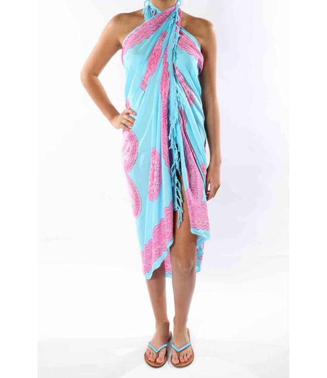 Pareo Flower blue pink 160x110cm