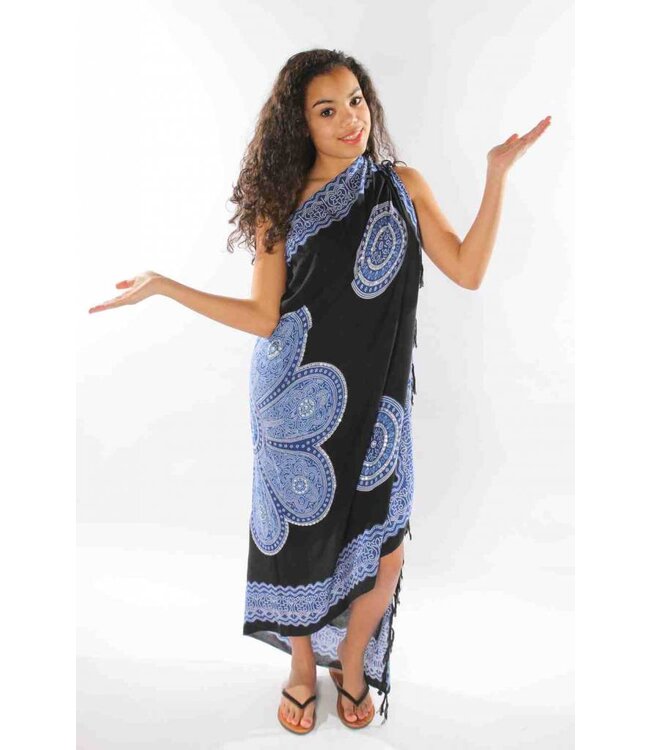 Pareo Flower black blue 160x110cm