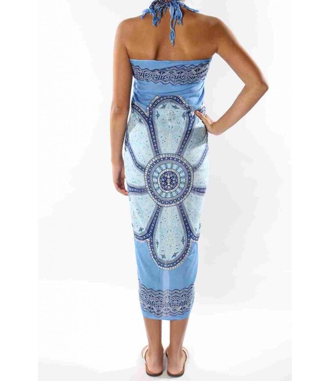 Pareo Flower blue turquoise blue 160x110cm