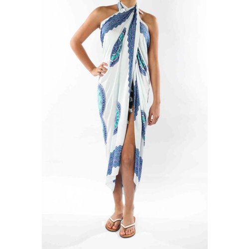 Call it Fouta! Pareo Flower white turquoise blue Call it Fouta! Pareo Flower white turquoise blue