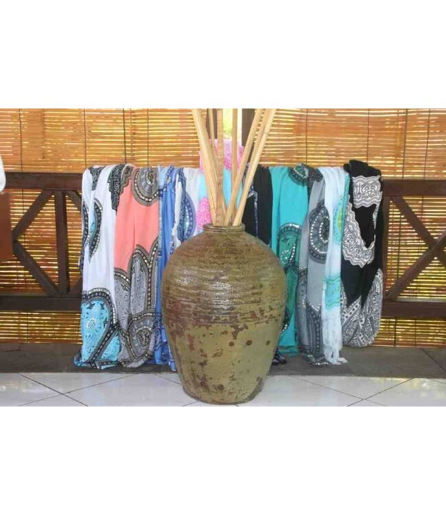 Pareo Flower white turquoise blue 160x110cm