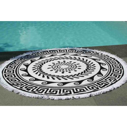 Call it Fouta! Greek Roundie d'Luxe black & white - badstof