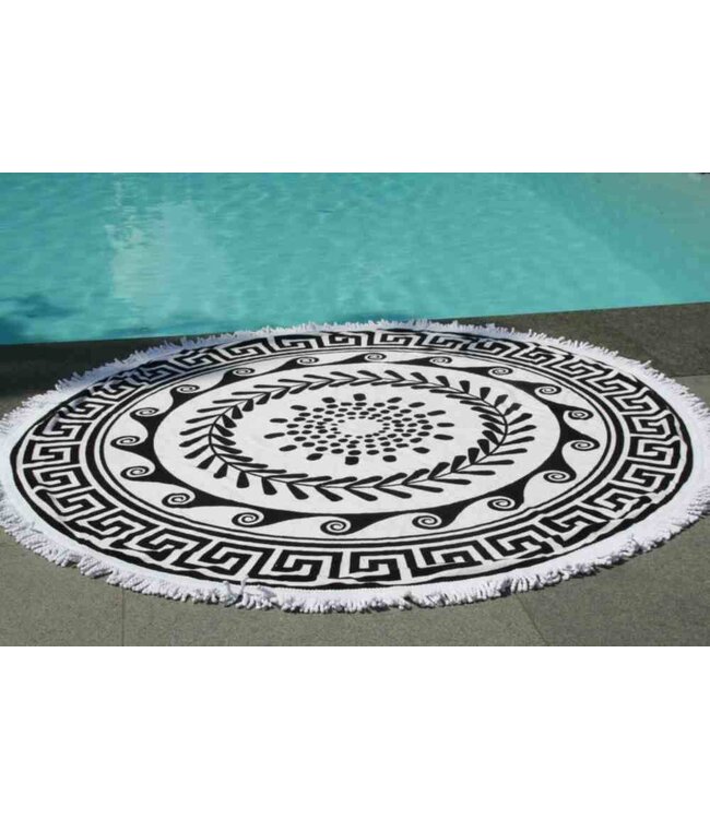 Greek Roundie d'Luxe black & white - badstof diameter 150cm