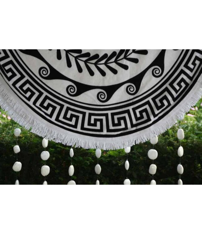 Greek Roundie d'Luxe black & white - badstof diameter 150cm