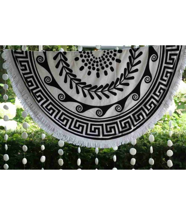 Greek Roundie d'Luxe black & white - badstof diameter 150cm
