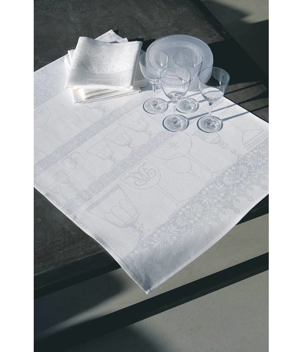 Le Jacquard Français 100% Linnen glazendoek Cristal blanc - white