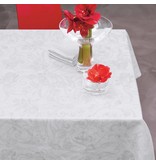 Le Jacquard Français wit damast tafellinnen Tivoli blanc,  100% gekamd linnen