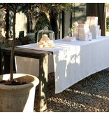 Le Jacquard Français wit damast tafellinnen Tivoli blanc,  100% gekamd linnen