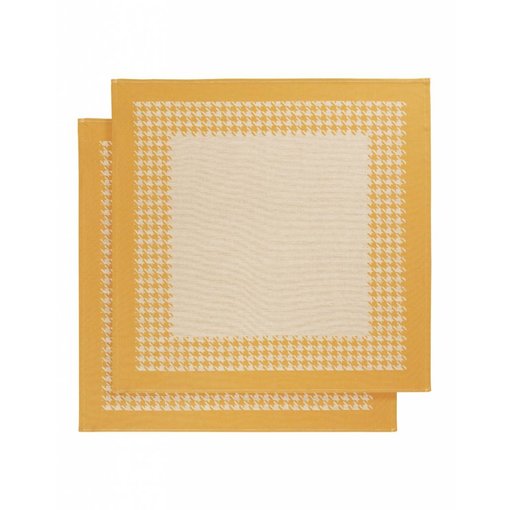De Witte Lietaer theedoek Pied de Poule ochre (oker)