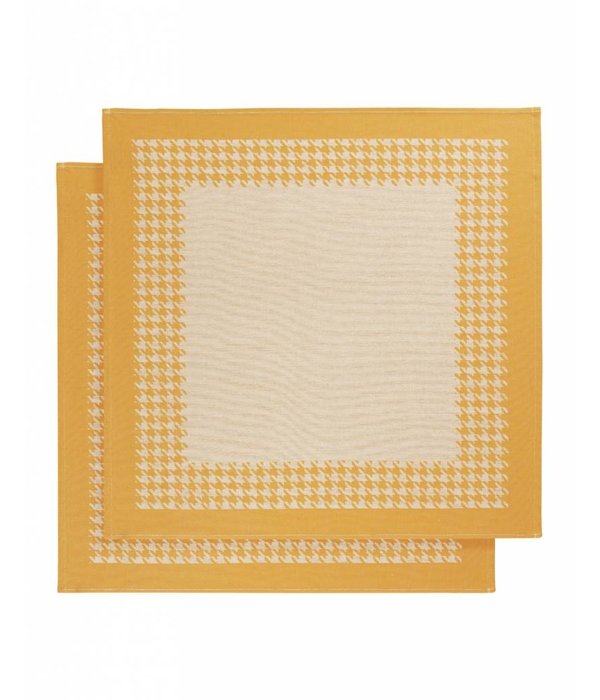 De Witte Lietaer theedoek Pied de Poule ochre (oker)