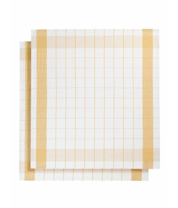 De Witte Lietaer theedoek mixte halflinnen ochre (oker)