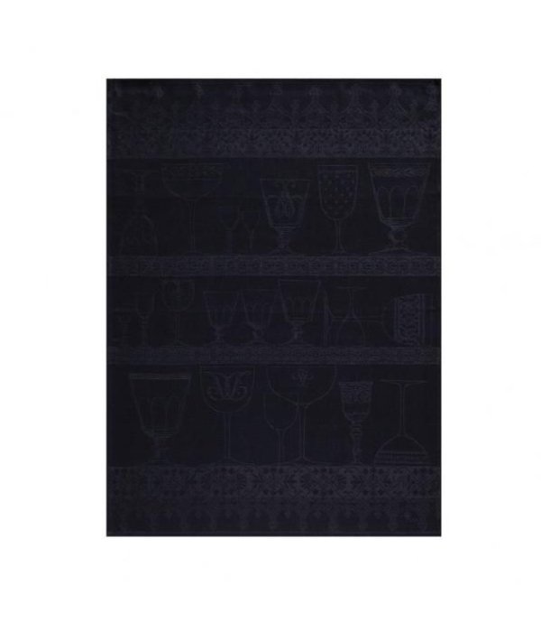 Le Jacquard Français 100% Linnen glazendoek Cristal onyx / dark grey