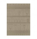 Le Jacquard Français taupe, 100% linnen glazendoek Cristal, black pepper