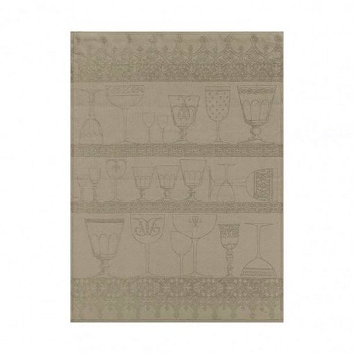 Le Jacquard Français taupe 100% linnen glazendoek Cristal, black pepper