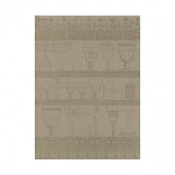 taupe 100% linnen glazendoek Cristal, black pepper