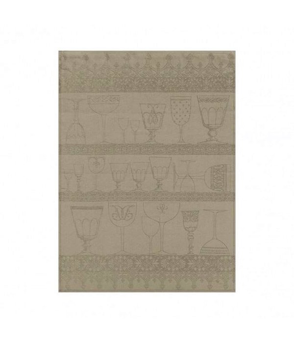 Le Jacquard Français taupe, 100% linnen glazendoek Cristal, black pepper