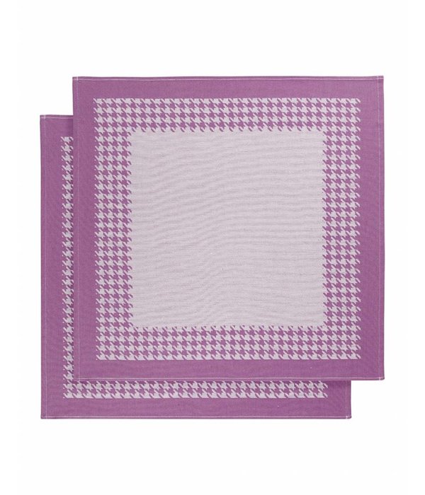 De Witte Lietaer theedoek Pied de Poule fuchsia (aubergine)