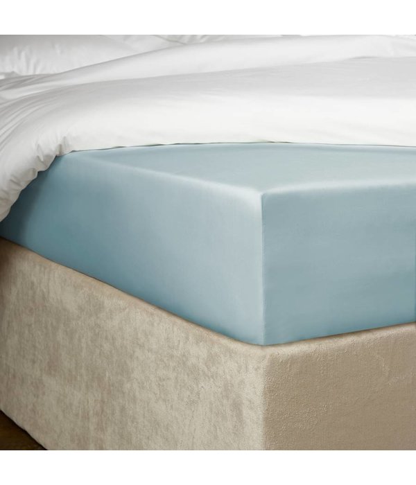 De Witte Lietaer hoeslaken percale katoen Bumblebee ice blue, matras tot 20 cm hoog