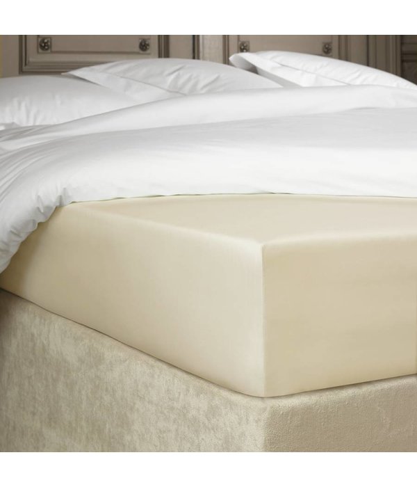 De Witte Lietaer hoeslaken percale katoen Bumblebee beige sand, matras tot 30 cm hoog