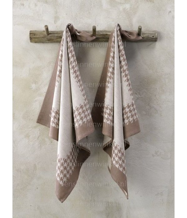 De Witte Lietaer theedoek Pied de Poule champignon (ash)