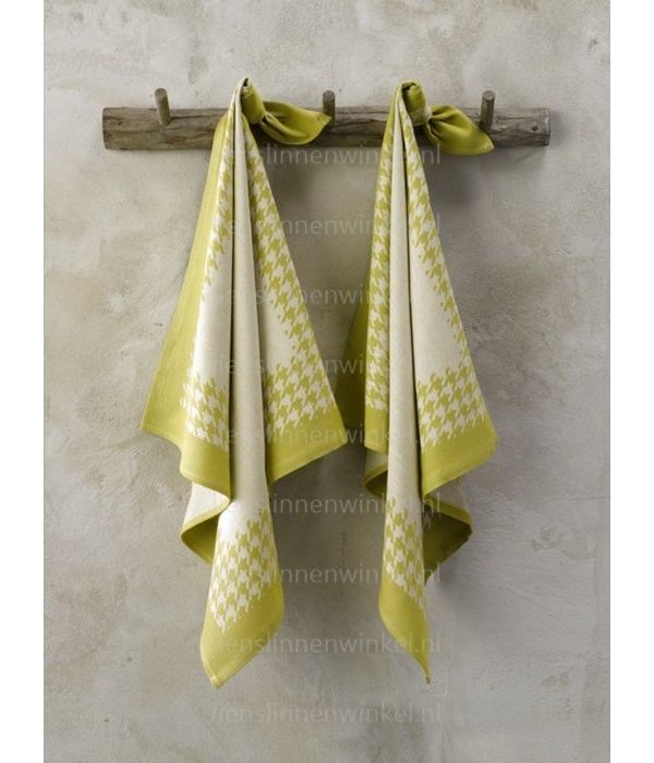 De Witte Lietaer droogdoek Pied de poule yellow green