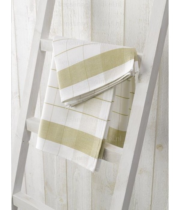De Witte Lietaer theedoek mixte halflinnen yellow green