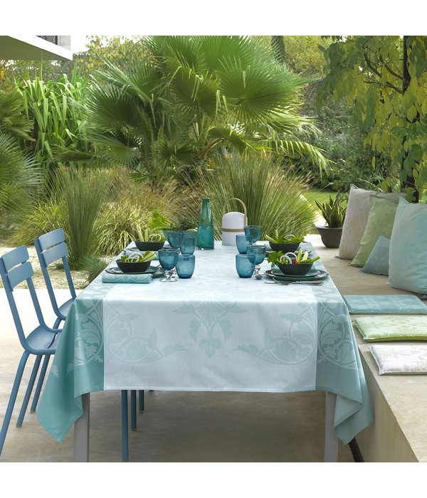 Le Jacquard Français gecoat tafellinnen Syracuse aqua