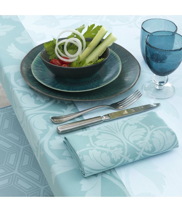 Le Jacquard Français gecoat tafellinnen Syracuse aqua
