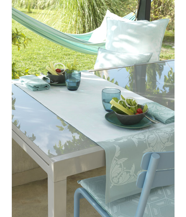 Le Jacquard Français gecoat tafellinnen Syracuse aqua