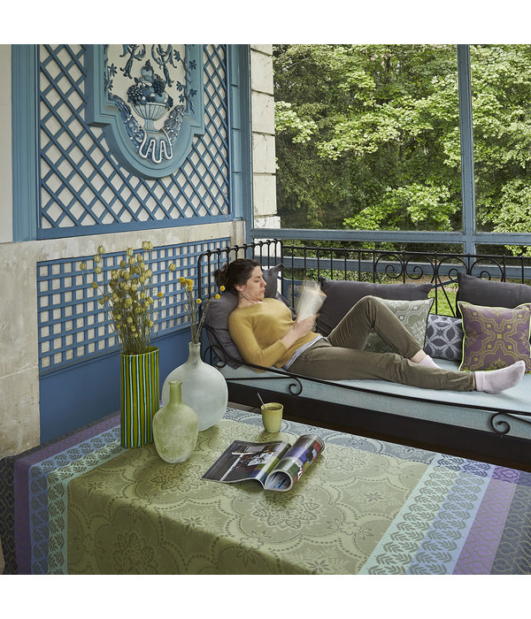 Le Jacquard Français Bastide olive, gecoat tafellinnen