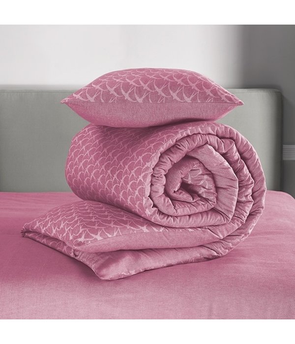 De Witte Lietaer roze flanellen dekbedovertrekset Birds Lilac luxe jacquard  geweven