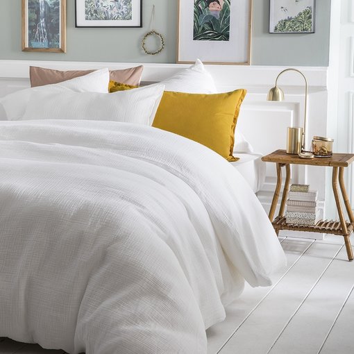 Essix dekbedovertrek hydrofiel Tendresse blanc, strijkvrij