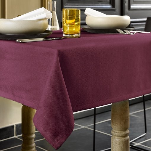 De Witte Lietaer tafellaken linnenlook aubergine / burgundy / grape wine Gibson, vanaf