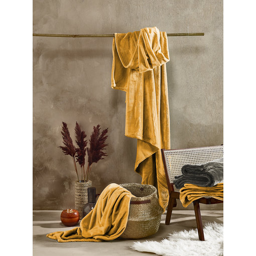 De Witte Lietaer fleece plaid geel (golden yellow) Cosy