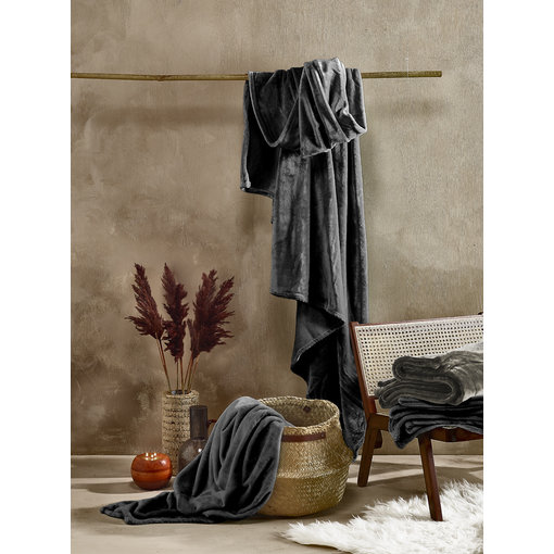 De Witte Lietaer fleece plaid donker grijs (dark ebony) Cosy