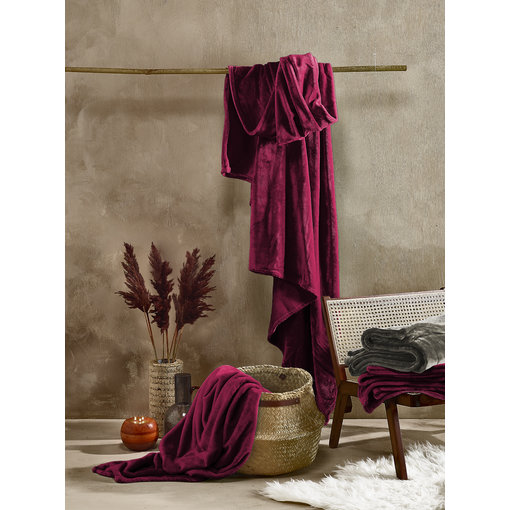 De Witte Lietaer fleece plaid beet red (burgundy) Cosy