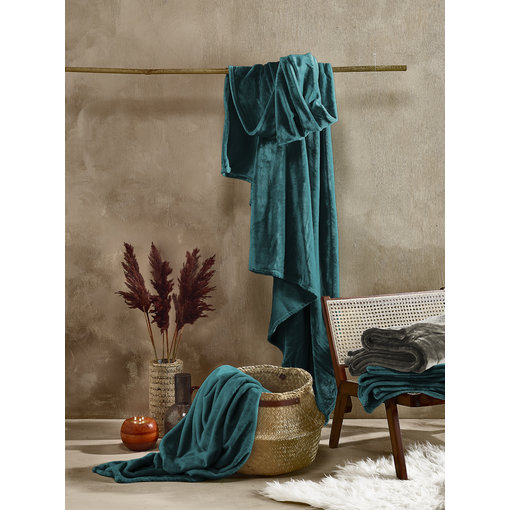 De Witte Lietaer fleece plaid lake green (petrol) Cosy