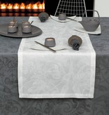 Le Jacquard Français wit damast tafellinnen Tivoli blanc,  100% gekamd linnen