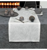 Le Jacquard Français wit damast tafellinnen Tivoli blanc,  100% gekamd linnen