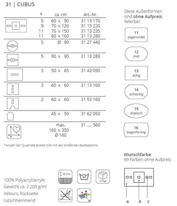 Rhomtuft Cubus badmatten
