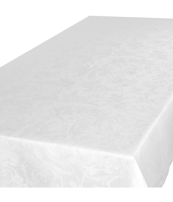 Le Jacquard Français wit damast tafellinnen Tivoli blanc,  100% gekamd linnen